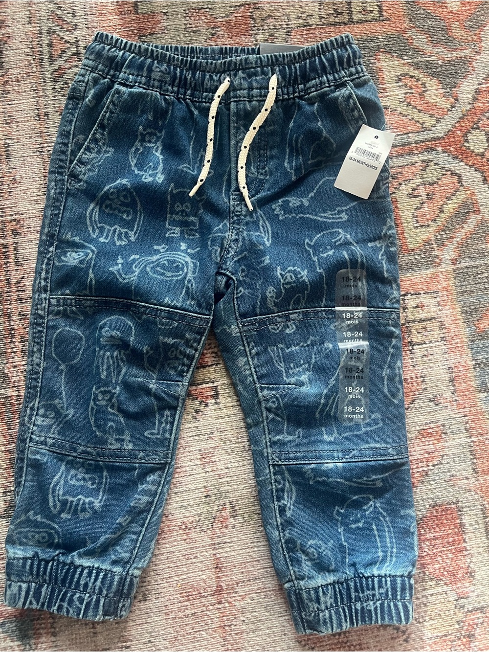 Gap Blue Denim Pants with Playful Monster Print
